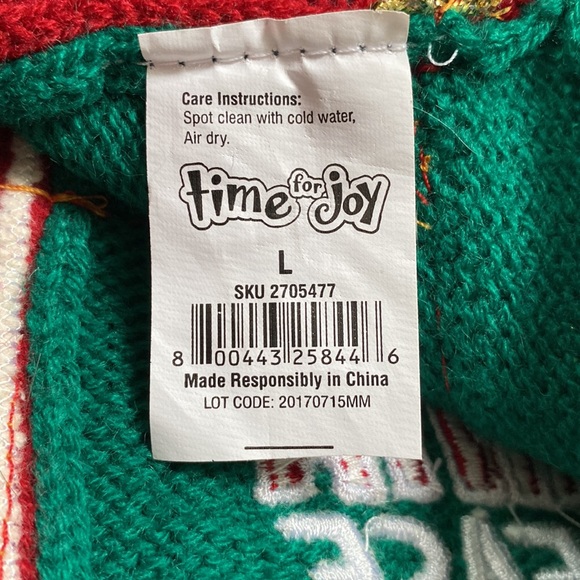 Time for Joy Dog Christmas Sweater 💗 Red Green & Ivory - Picture 13 of 13